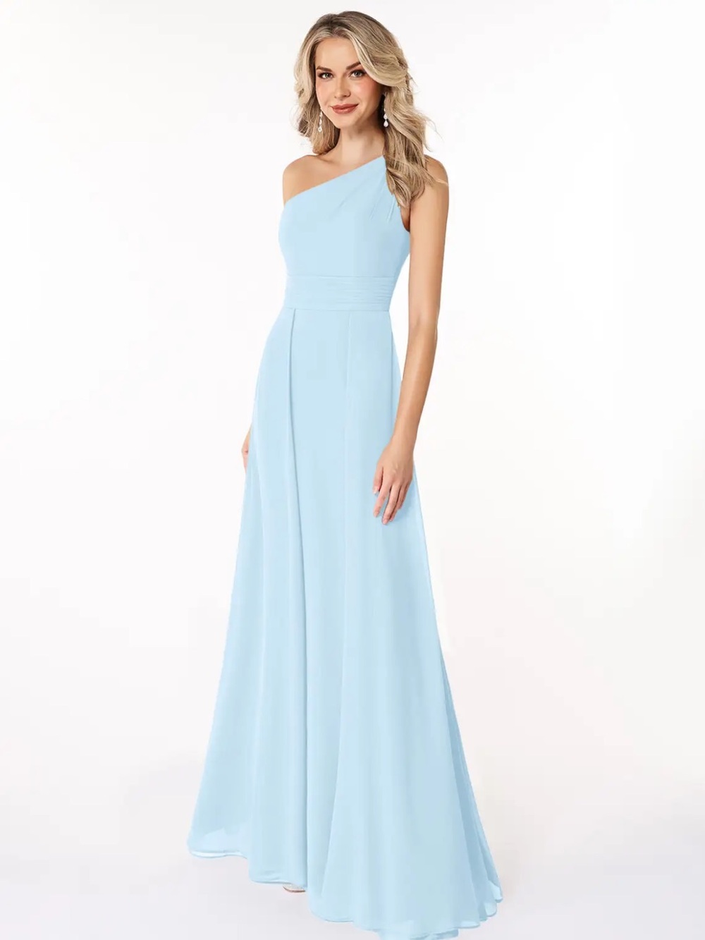 Azazie Dallas One Shoulder Dress - Sky Blue